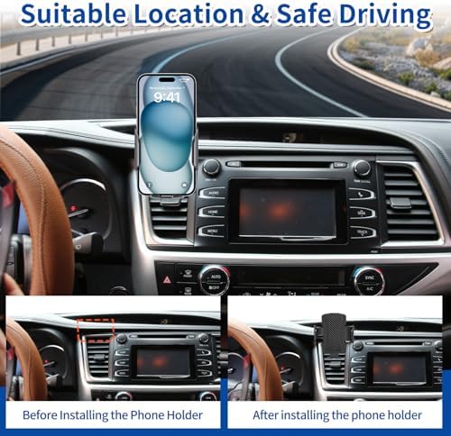 Toyota Highlander 2014-2019 Car Phone Mount – Premium Anti-Shake Phone Holder for Enhanced Navigation, 360-Degree Rotating Cradle Compatible with All Smartphones, Effortless Installation Auto Accessory for Safer Driving