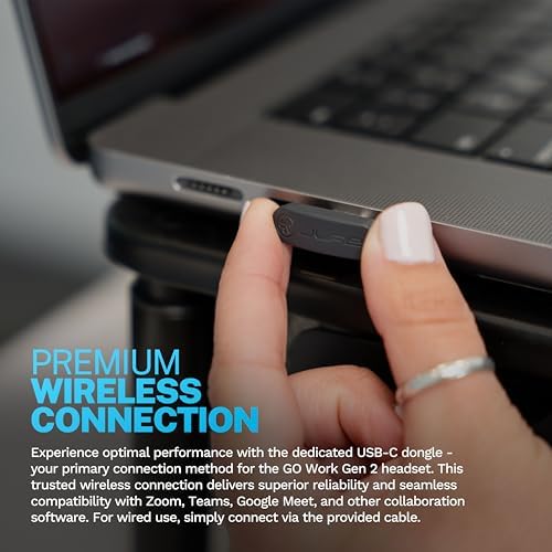 JLab Go Work Gen 2 Wireless Headset – Unmatched 55+ Hour Battery Life for All-Day Listening – Bluetooth Multipoint Technology for Seamless Laptop & Mobile Use – Versatile Wired/Wireless Compatibility with USB Dongle – Ergonomic On-Ear Design Perfect for Remote Work and Leisure Activities – Superior Sound Quality with Built-in Microphone for Clear Communication
