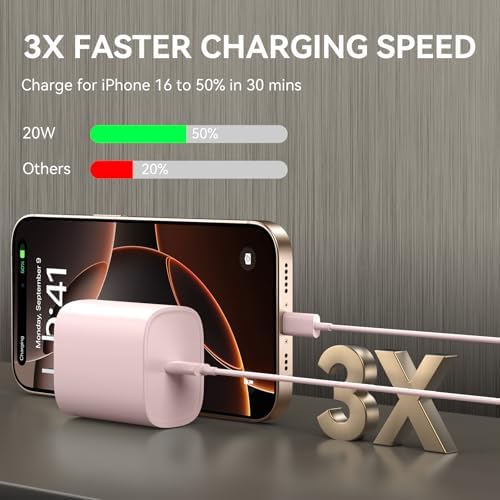 Ultimate 10 FT USB-C Fast Charging Kit for i Phone 16 and 15 – 20 W Power Adapter & Extra Long Cord for Rapid Charging of i Pads and Android Devices – Enhanced Compatibility and Durability for Everyday Use