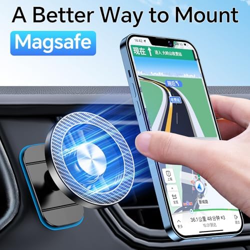 Kaistyle Mag Safe Car Mount: Ultra-Strong 20-Magnet Magnetic Phone Holder with 360° Rotation for i Phone 12-16 Plus | Premium Dashboard Accessory for Safe Navigation | Effortless Installation & Maximum Stability for Modern Drivers