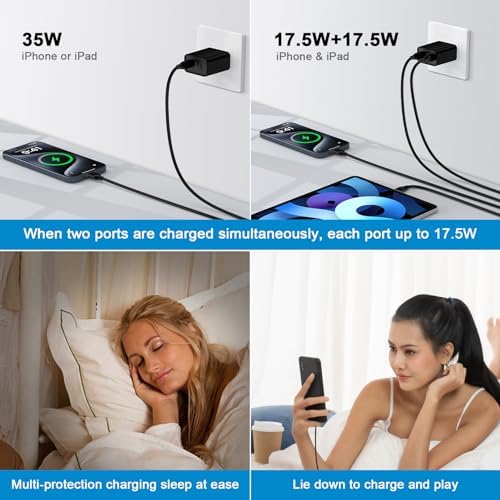 Revolutionize Your Charging Experience with the 35 W Dual Port USB-C Power Adapter – Ultra-Fast Charging for Samsung Galaxy S Series and Google Pixel Devices – Comes with 6 FT Durable USB-C Cable for Enhanced Connectivity – Perfect for Active Lifestyles with Compact Portability – Charge Two Devices at Once with 35 W Total Output for Quick Power Restorations – Essential Accessory for Tech Savvy Users Demanding Efficiency and Reliability – Crafted from Premium Materials for Long-Lasting Durability – Upgrade Your Power Solutions with This Versatile Fast Charger Designed for Maximum Compatibility and Rapid Performance.
