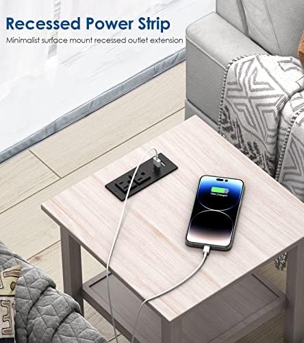 Ultra-Slim Recessed Power Strip with 30 W USB-C Fast Charging – 2 Outlets & 4 USB Ports for Multi-Device Convenience – Ideal Flush Mount Solution for Side and Sofa Tables – 6 ft Cord for Enhanced Flexibility – Perfect for Home Office & Living Spaces