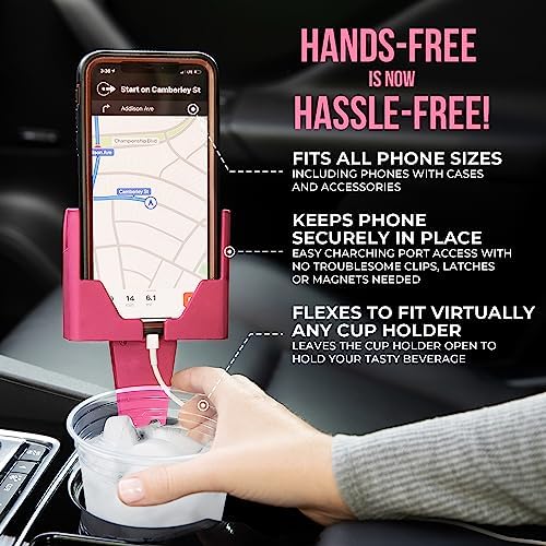 Universal Cup Holder Phone Mount for Cars & Trucks – Hands-Free Convenience, Fits All Phone Sizes & Cases, Made in USA, 2-Pack Black – Ideal for Navigation and Charging Access