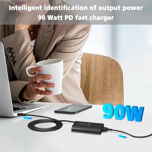 Ultra-Fast 90 W & 65 W USB-C Laptop Charger for Dell XPS & Latitude Series – Essential Power Adapter for Chromebook, Enhanced Compatibility & Travel-Ready Durability for Optimal Performance