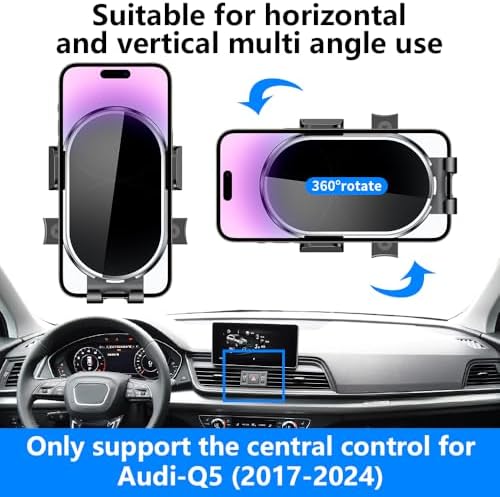 Premium Audi Q5 & SQ5 Phone Holder – Custom-Fit Dashboard Mount for 2008-2016 Models | Secure & Stylish Mobile Phone Cradle with 360-Degree Rotation | Elevate Your Driving Experience with Enhanced Compatibility & Safety Features