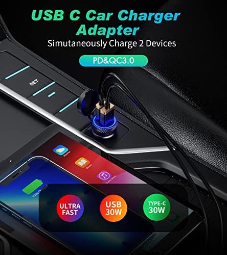 KEWIG Super Mini 60 W USB C Car Charger – Dual Port QC3.0 & PD Fast Charging Adapter for Smartphones, Tablets, and Laptops – Compact Cigarette Lighter Fast Charger with Safety Features for On-the-Go Power