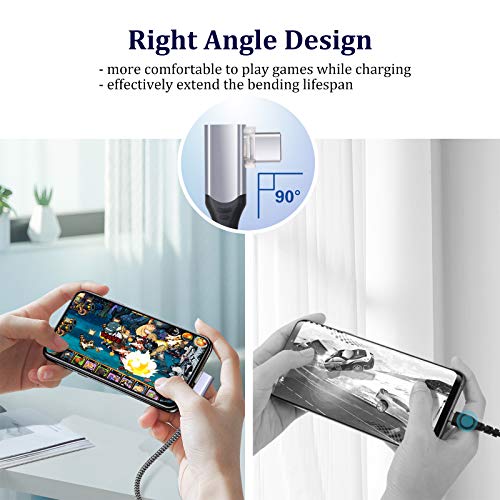 Excgood 6-Pack Right Angle USB Type C Cables – Fast Charging Braided Cord for i Phone 16/15 & Android Devices – 90-Degree Connector for Ultimate Comfort and Efficient Power Delivery – Durable and Tangle-Free Solution for Gaming, Data Transfer, and Everyday Use