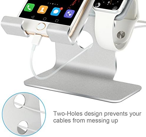 Sleek Dual Charging Station for Apple Watch & i Phone – Universal Compatibility for All Models (38 mm to 49 mm) – Fast-Charging Aluminum Dock in Silver Grey – Elevate Your Charging Experience with Enhanced Speed and Style – Perfect for Home or Office Organization – Tangle-Free Solution for Busy Lifestyles