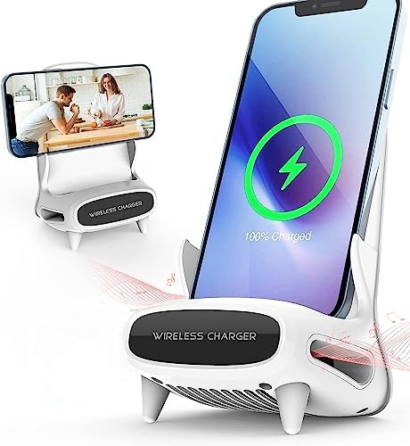 15 W Fast Qi Wireless Charger Stand with Sound Amplification – Stylish and Functional Gift for Men and Women, Ideal Birthday and Anniversary Present, Compatible with Various Smartphones, No AC Adapter Required – Elevate Your Charging and Audio Experience