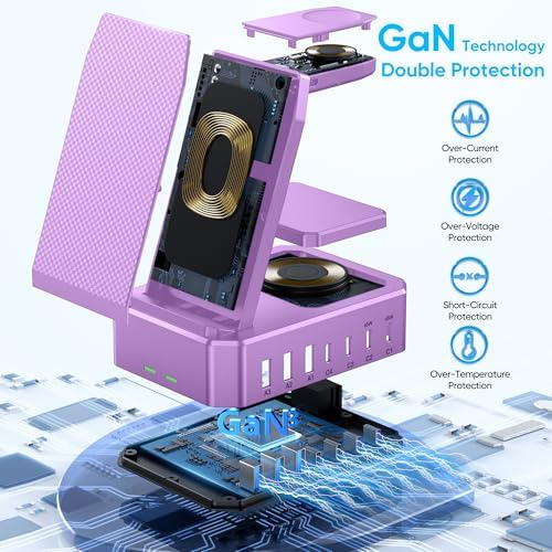 300 W High-Efficiency Charging Hub for Apple Devices – 10-in-1 Wireless Charger Dock with 65 W PD Fast Charging for i Phone, Mac Book, i Watch & Air Pods – Advanced Ga N III Technology, All-in-One Solution for Optimal Device Management and Clutter Reduction