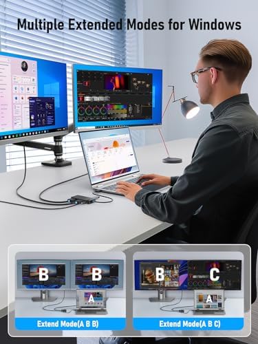Elevate Your Productivity with the Lemorele 6-in-1 Dual Monitor Docking Station – Ultimate USB C Hub Adapter Featuring Dual 4 K HDMI, Lightning-Fast 5 Gbps USB 3.0 Ports, and 100 W Power Delivery for Laptops like Dell, Lenovo, HP, Mac Book, and Surface – Effortless Plug and Play Connectivity for a Streamlined Workspace Experience