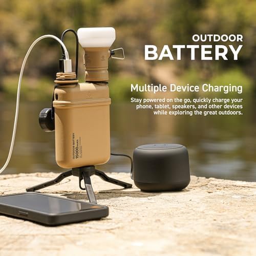 ELECOM NESTOUT 15000 m Ah Rugged Power Bank – Waterproof IP67 Outdoor Charger with 32 W USB-C Fast Charging PD, Durable Shockproof Design for Hiking, Camping, and Travel – Universal Compatibility for i Phone, Tablets, and More