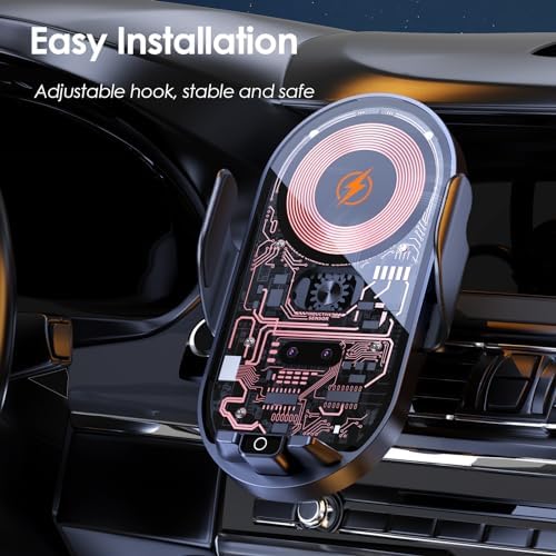 Smart Auto-Clamping Car Charger Mount for i Phone & Samsung – Fast Wireless/Wired Charging Holder for Enhanced Road Safety & Convenience – Versatile Compatibility with i Phone 15/14/13/12/11 & Galaxy S23/S22/S21/S20/S10+/S9+/Note 9 – Effortless Installation & Adjustable Viewing Angles