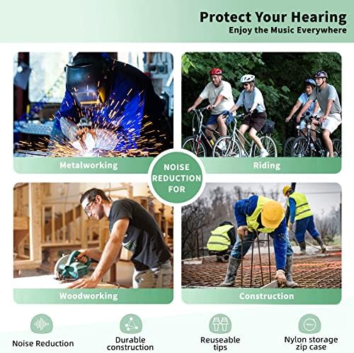 Cuzabe Professional Noise-Canceling Earbuds – Ergonomically Designed Waterproof In-Ear Headphones for Construction & Outdoor Use, Ultimate Comfort with Enhanced Device Compatibility for Clear Sound Quality and Durability