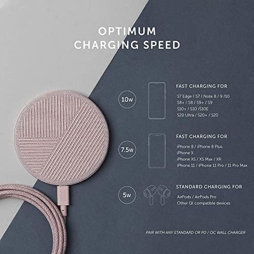 Luxury Italian Leather Wireless Charger – Native Union High-Speed Qi Certified Pad for i Phone 12/11 Series – Elegant Tan Charging Station with Enhanced Compatibility and Style – Perfect for Home or Office Use