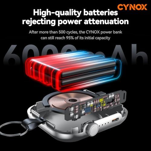 6000 m Ah Magnetic Power Bank – 3-in-1 Portable Charger for i Phone 12-16, Apple Watch, and Air Pods – 22.5 W Fast Charging USB-C Battery Pack for Effortless On-the-Go Power and Enhanced Device Compatibility