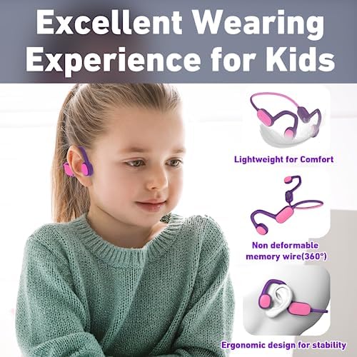 Revolutionary Bluetooth 5.2 Kids Headphones – Safe 85 d B Volume Limiting with Open Ear Design, IPX5 Waterproof for All Adventures, 20 Hours Playtime, Superior Stereo Sound with Built-in Mic – Perfect for School & Playtime in Chic Pink