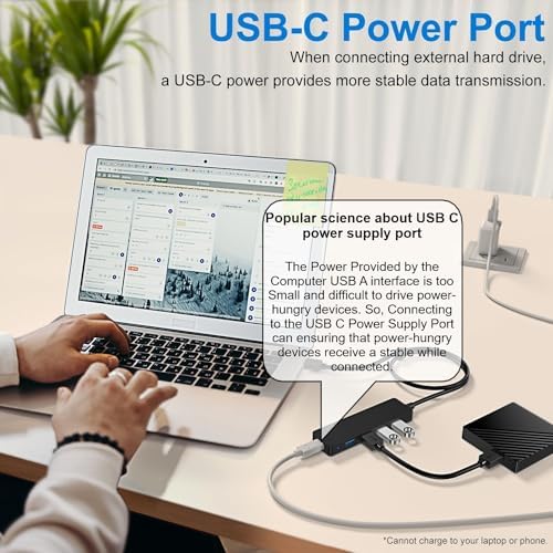 Ultra-Slim 4-Port USB 3.0 Hub with 2 ft Extended Cable – High-Speed Data Transfer for Mac Books, PCs, and More – Compact USB Expander for Enhanced Connectivity, Ideal for On-the-Go Professionals and Home Offices