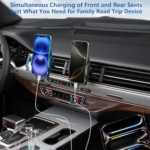 KYOHAYA 90 W Car Charger Bundle – 4-Port USB-C & USB-A Fast Charging Adapter for i Phone 16/15/14/13/12/11 Pro, Galaxy S25/S24, Google Pixel – High-Speed Dual Charging Solution for Road Trips and Daily Commutes – Durable, Compact Design for Enhanced Compatibility and Performance