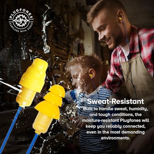 Plugfones Guardian Hybrid In-Ear Headphones with 29 d B Noise Reduction – OSHA Compliant Earplug Earbuds for Ultimate Hearing Protection and Superior Sound Quality – Includes Waterproof Case (Blue & Orange) for Easy Portability and Enhanced Durability