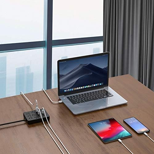Ultimate Power Strip Surge Protector with 9 Outlets & 3 USB Ports – Fireproof Desktop Charging Hub with Space-Saving Flat Plug for Home & Office, 5 ft Extension Cord, Enhanced Safety & Speed for All Devices