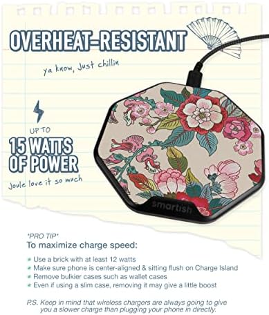 Smartish Charge Island 15 W Fast Wireless Charger – Qi-Certified Non-Slip Charging Pad for i Phone, Samsung Galaxy & Air Pods Pro – Enhance Efficiency with Sleek Design & Built-in Safety Features – Ideal for Home & Office Charging Solutions