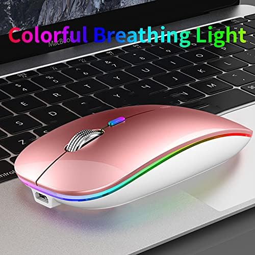 Uiosmuph G12 Slim Rechargeable LED Wireless Silent Mouse – Ultra-Portable USB Optical Computer Accessory with Type C Adapter for Seamless Compatibility and Noise-Free Operation in Blackish Green