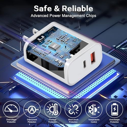 Efficient Dual-Port USB-C Wall Charger for i Phone 15 & 16 | Includes Two Extra Long 10 FT Cables | Rapid Charging for i Pad Pro and Smartphones | Perfect for Frequent Travelers and Busy Lifestyles