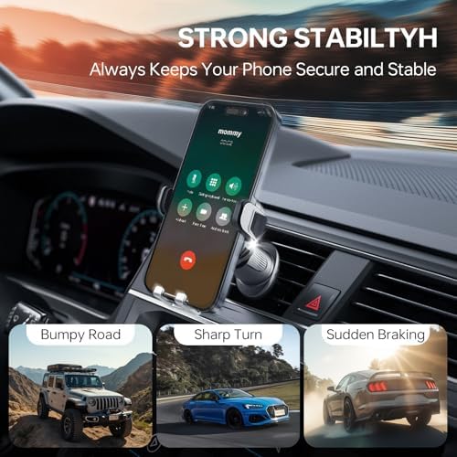 Car Phone Holder – Secure Air Vent Cell Phone Car Mount with Metal Hook Clip, 360° Rotation, One-Hand Operation Universal Automobile Cradle for iPhone, Android, and All Smartphone（938001） – Enhanced Compatibility and Speed