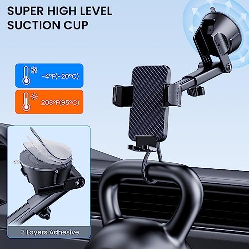 Military-Grade Car Phone Holder: 3-in-1 Dashboard & Windshield Mount for i Phone & Android – Secure, Hands-Free Navigation with Versatile Positioning and Effortless Installation for Enhanced Driving Safety