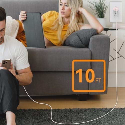Auorld 30 W USB-C Fast Charger with 10 FT Cable – High-Performance Rapid Charging for i Phone 15/16, i Pad, Samsung Galaxy & Google Pixel – Stylish Purple Design for Maximum Flexibility and Compatibility on the Go