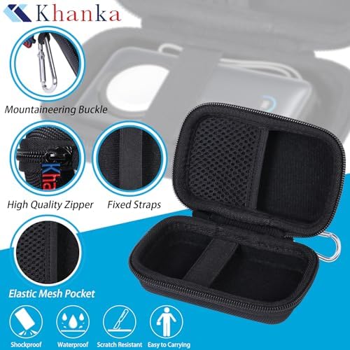 Khanka Compact Hard Shell Travel Case for Anker Mag Go 10000 m Ah Power Bank – Lightweight & Shockproof Protection for Apple Watch Charging – Ideal for Outdoor Adventures with Carabiner Clip – Dust & Water Resistant Storage Solution – Secure Design with Internal Buckle & Mesh Pocket for Accessories – Case Only, No Battery Included