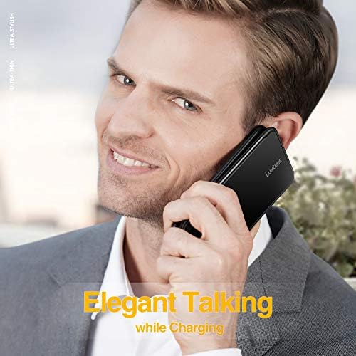 Ultra-Slim Luxtude Portable Charger with Built-in MFi Lightning Cable – 5000 m Ah Power Bank for i Phone 14, 13, 12, 11, 10 | Sleek Metal Black Design for Effortless Charging On-the-Go | Lightweight and Durable Phone Battery Pack for Everyday Use