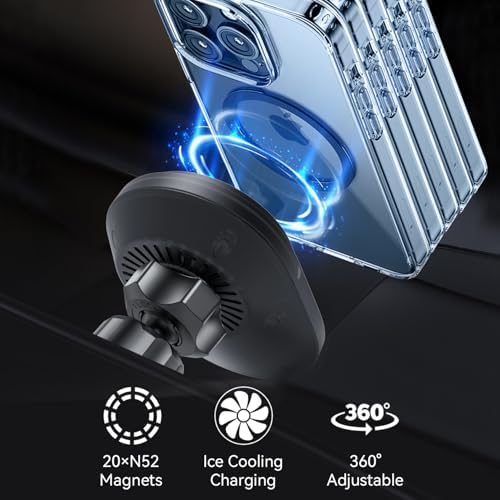 Mag Safe Civic Mount Charger for 2016-2021 Honda Civic – Premium Fast Charging Solution for i Phone 16/15/14/13/12/Mini Series with Intelligent Heat Dissipation – Effortless Installation & Secure Grip for Enhanced Driving Safety and Convenience