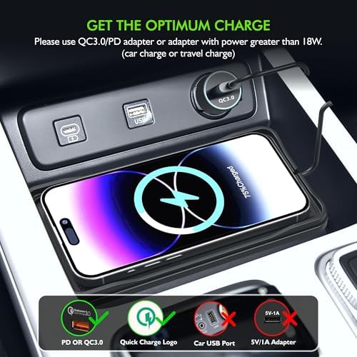 LANSEMKU 15 W Wireless Car Charger Pad – Sleek Anti-Slip Design for Seamless Charging on the Go – Compatible with i Phone 16/15/14/13/12 Pro Max & Samsung S23/S22/S20 – Fast Charging Solution with 30 cm Cable – Elevate Your Driving Experience with Enhanced Compatibility and Convenience