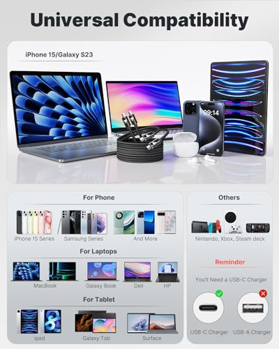 6 FT USB Type C Cable 2 Pack – High-Speed Fast Charging and Data Transfer Cord for Samsung Galaxy A Series and LG Models – Durable Nylon Braided Charger with Tangle-Free Design for Ultimate Convenience and Extended Reach