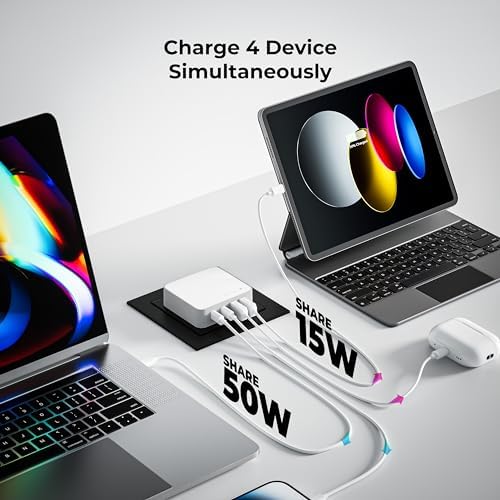 Nekmit 65 W Ga N Dual USB Fast Charging Wall Charger – Ultimate Travel Power Adapter for i Phone 15 Pro Max, i Pad Pro, Air Pods & Galaxy Devices – Compact, Lightweight Design with Advanced Safety Features for Efficient, Reliable Charging Solutions