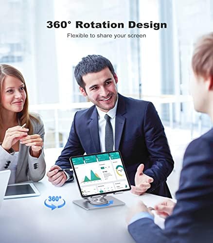Revolutionary 360-Degree Swivel Tablet Stand – Adjustable, Multi-Functional Holder for i Pad Pro, Air, Mini & More (Sleek Silver) – Experience Unmatched Versatility and Stability for Streaming, Drawing, and Browsing