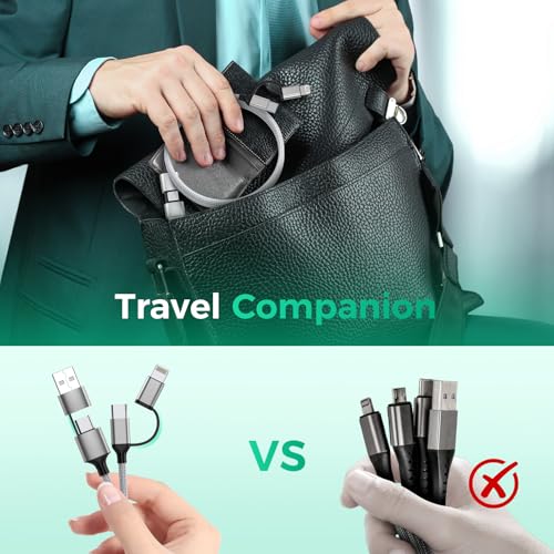 16 FT 4-in-1 USB C Charging Cable – Fast 60 W Lightning, Type C & USB A Compatibility for i Phone 15/14/13/12, Mac Book, i Pad & Samsung – Ultimate Versatile Charging & Data Transfer Solution for On-the-Go Power Users