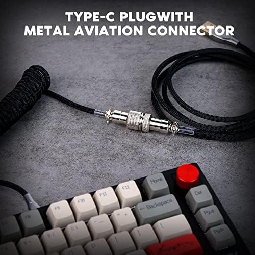 Transform Your Gaming Experience with the EPOMAKER Mix 1.8 m Coiled USB C to USB A TPU Keyboard Cable – Detachable Metal Aviator for Ultimate Customization, Sleek White Design for Enhanced Aesthetics, and Superior Performance for Mechanical Gaming Keyboards