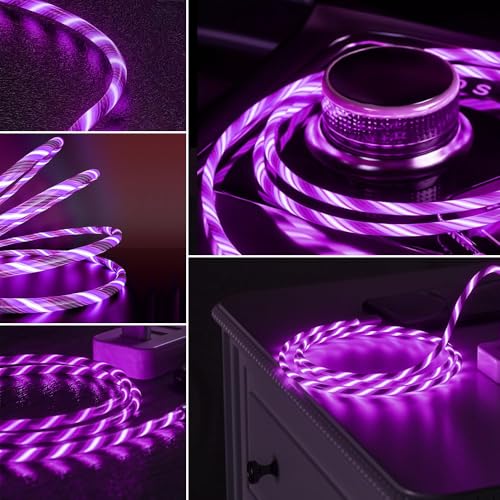 Elevate Your Charging Game with the 6 FT LED USB C to USB C Cable – 60 W/3 A Rapid Charging Solution for Mac Book Pro, i Phone 15, i Pad 10, Samsung Galaxy S21/S22/S23 | Stylish Purple Design, Enhanced Durability & Seamless Compatibility for All Your Devices
