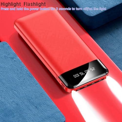 LUITON Ultra-Slim 10000 m Ah Portable Charger with Built-In USB-C Cable – Fast Charging Power Bank for Seamless Device Connectivity (White) – Perfect for Travel and Daily Use