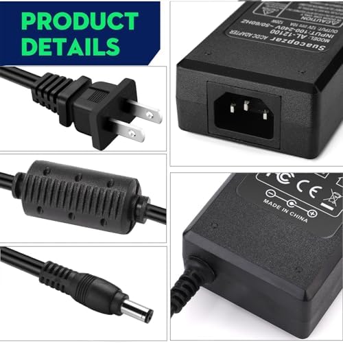 120 W 12 V AC to DC Power Supply Adapter – Reliable Transformer for LED Strip Lighting, CCTV Surveillance Systems & 3 D Printing – Versatile Dual Connector Options (5.5 x 2.5 mm & 5.5 x 2.1 mm) – Global Voltage Compatibility (100-240 V) with Enhanced Safety Features for Superior Device Performance