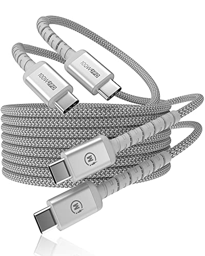 imuto 100 W Fast Charging USB C to USB C Cable (6.6 ft, 2-Pack) – Premium Braided Design for Enhanced Durability and Speed, Compatible with i Phone 15 Series, Mac Book Pro 2020, i Pad Pro 2020, and Samsung Galaxy S23+ – High-Speed Data Transfer up to 10 Gbps, Perfect for Home and Office Use