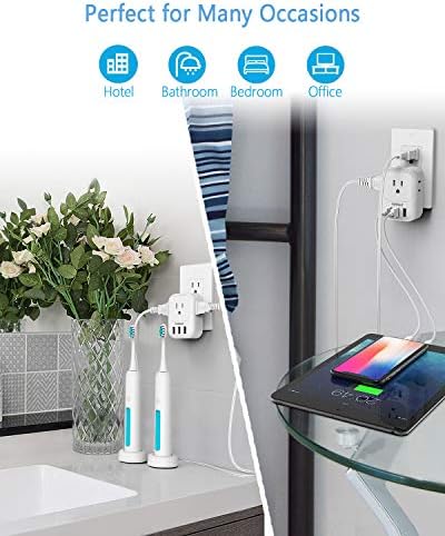TESSAN Ultimate USB Charger Block – 3-Port Wall Plug Adapter with 4-Box Splitter for Effortless Multi-Device Charging at Home, Office, or Travel – Compact Design with Surge Protection and Enhanced Compatibility for Your Essential Electronics