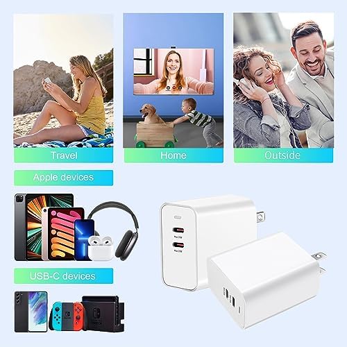 Ultra-Fast 45 W Dual Port USB-C Wall Charger for Samsung Galaxy S Series – Rapid Charging with 5 FT Type C Cable – Perfect for S25, S24, S23 Models – Compact & Portable Power Solution for On-the-Go Charging – Enhanced Compatibility for All Type C Devices