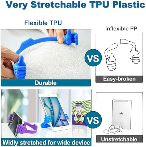 HONSKY 3361942 Thumbs Up Adjustable TPU Mobile Stand – Versatile Multi-Angle Holder for Phones & Tablets – Chic Blue & Black Design – Perfect for Hands-Free Viewing at Home or Office – Lightweight, Durable, and Effortless to Transport