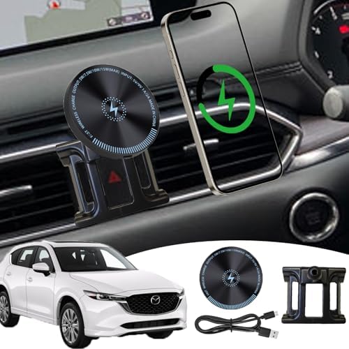 Mazda CX-5 Magnetic Phone Mount with 15 W Fast Wireless Charging – Perfectly Designed for 2017-Current Models for Ultimate Convenience and Style Mazda CX-5 Magnetic Phone Mount with 15 W Fast Wireless Charging – Perfectly Designed for 2017-Current Models for Ultimate Convenience and Style