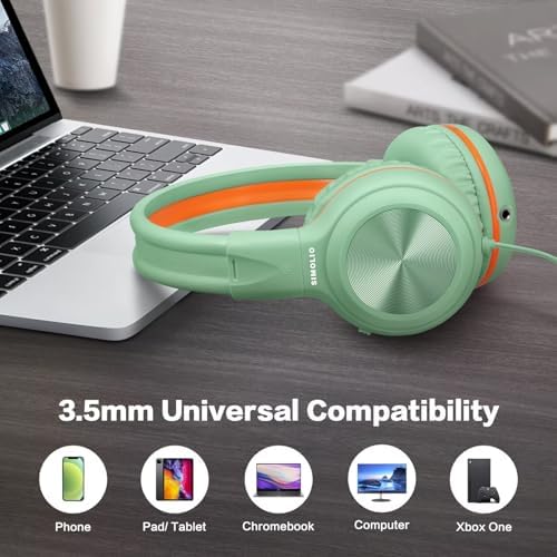 SIMOLIO 2-Pack Foldable Wired Headphones with Volume Limiter – Lightweight & Comfortable 3.5 mm Audio Solution for Kids and Adults – Perfect for Travel, Home, Office, Music, Gaming, and Calls – Exceptional Sound Quality and Durability