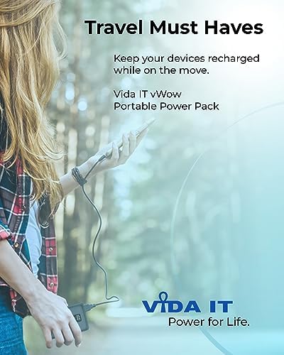 Vida IT 5000 m Ah Portable Charger – Lightweight USB-C Power Bank for i Phone XR, 11, 12, 13, Google Pixel, Samsung, Motorola, Xiaomi – Fast Charging with LED Display – Ideal for Heated Vests and Outdoor Use